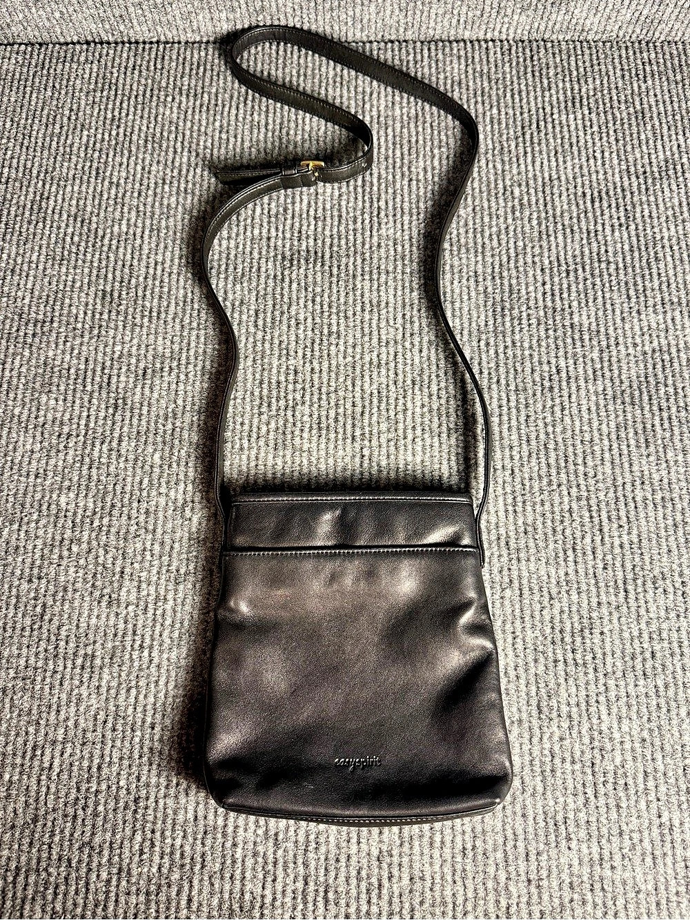 Easy Spirit Black Leather Crossbody Bag Purse Vintage Minimalist EUC